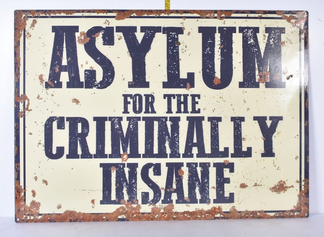 An Asylum tin sign 70 x 50cm (1 of 1)