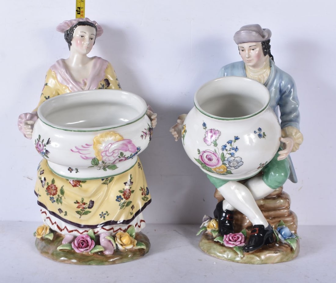 A pair of porcelain figural bonbon dishes 29cm (2) (1 of 7)