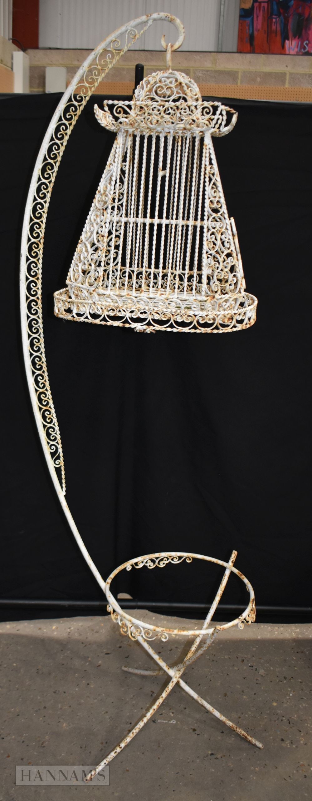 A large antique French wrought iron birdcage 164cm (1 of 4)