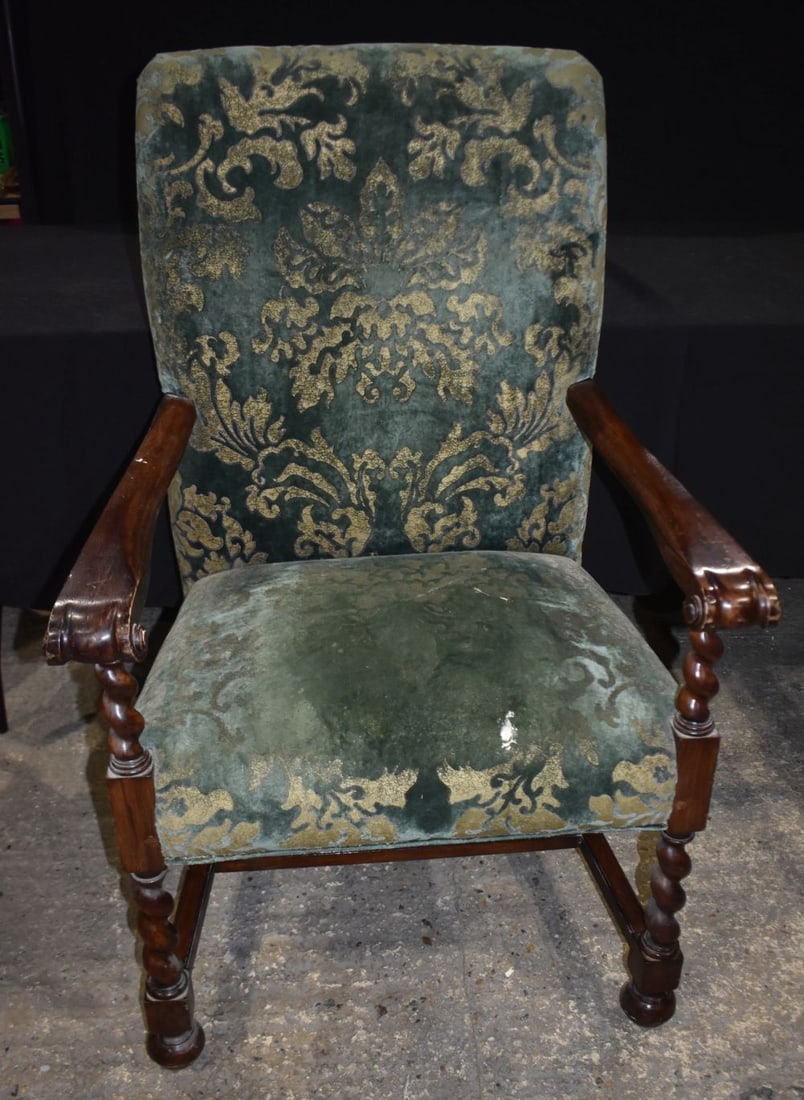 A late Victorian upholstered Walnut armchair 115 x 71cm (1 of 6)