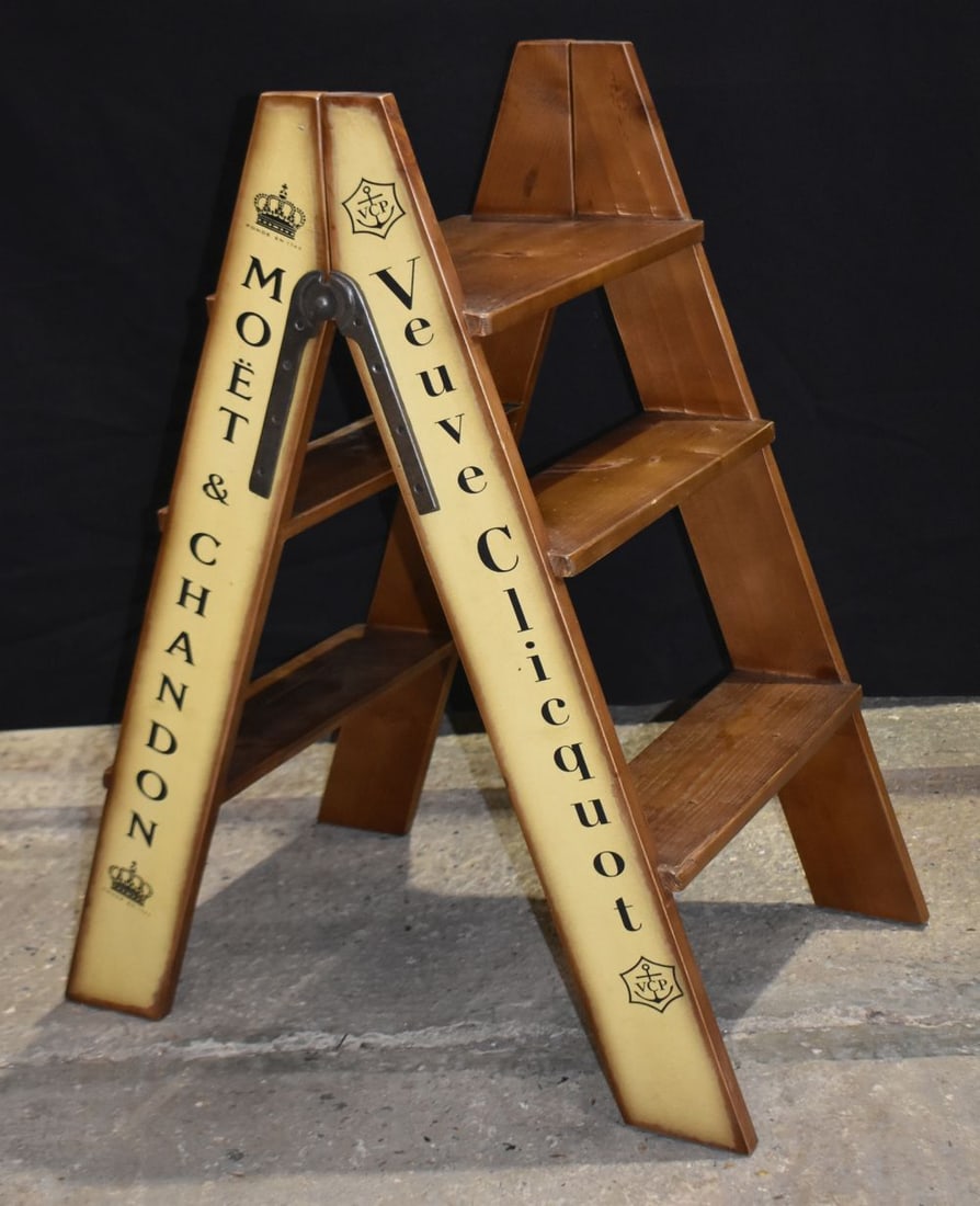 A champagne branded wooden ladder 80cm (1 of 3)