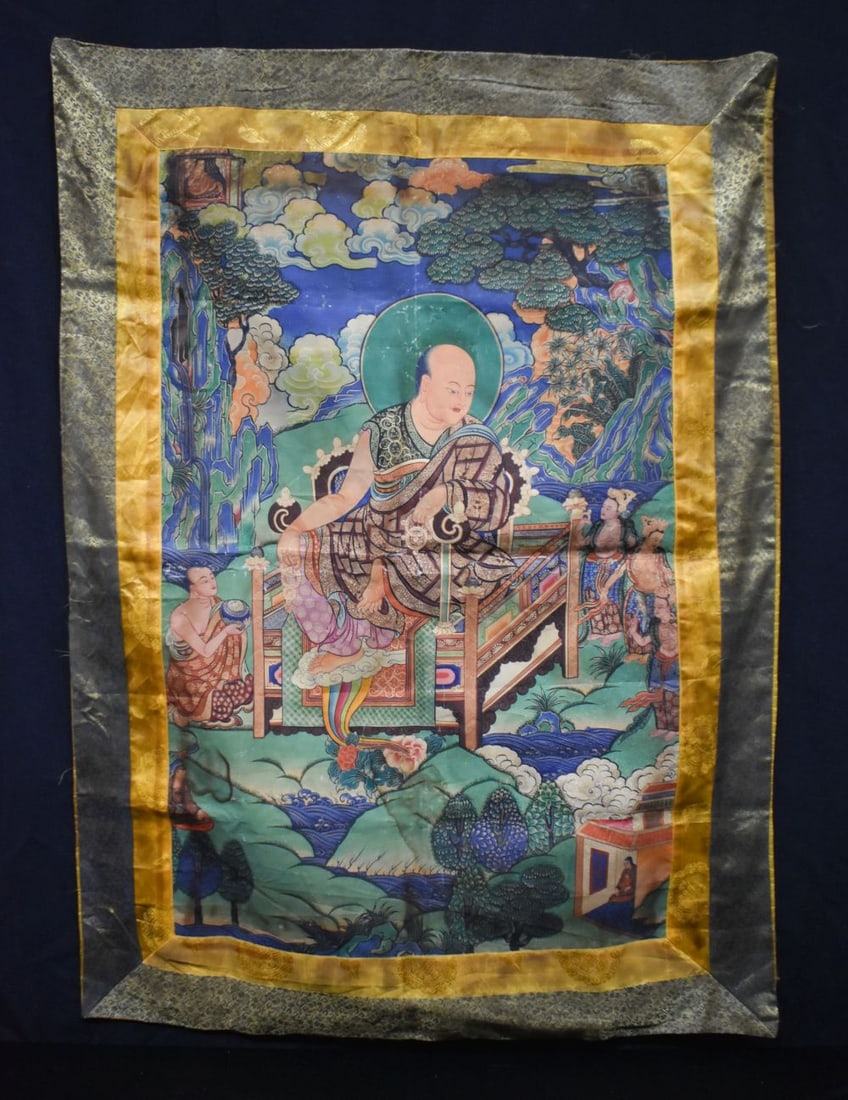 A Tibetan silk Tanka 110 x 78cm (1 of 7)