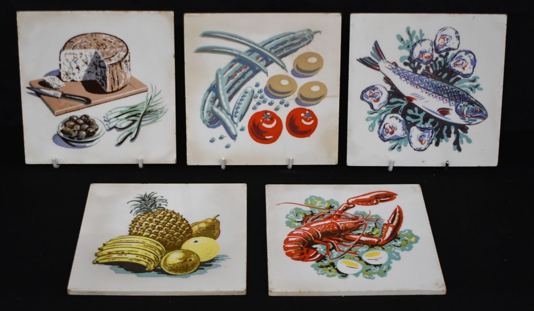 A collection of vintage Richards ceramic Tiles 15 x 15cm (5) (1 of 3)