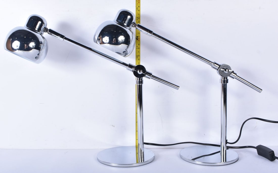 A pair of adjustable chrome Desk Lights 34cm (2) (1 of 3)