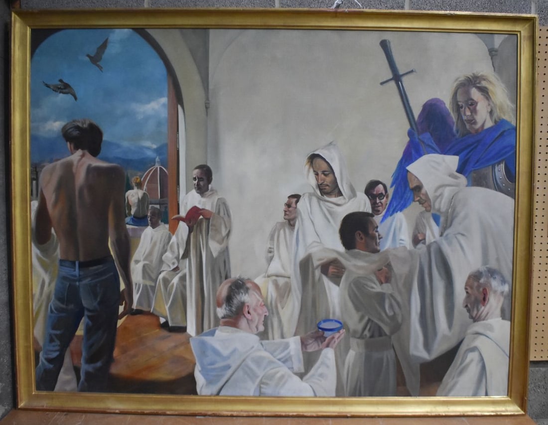 Andre Durant (Born 1941) Canadian School a large 20th Century framed oil on canvas "Ordinatio".126 x: Andre Durant (Born 1941) Canadian School a large 20th Century framed oil on canvas "Ordinatio".126 x 166cm