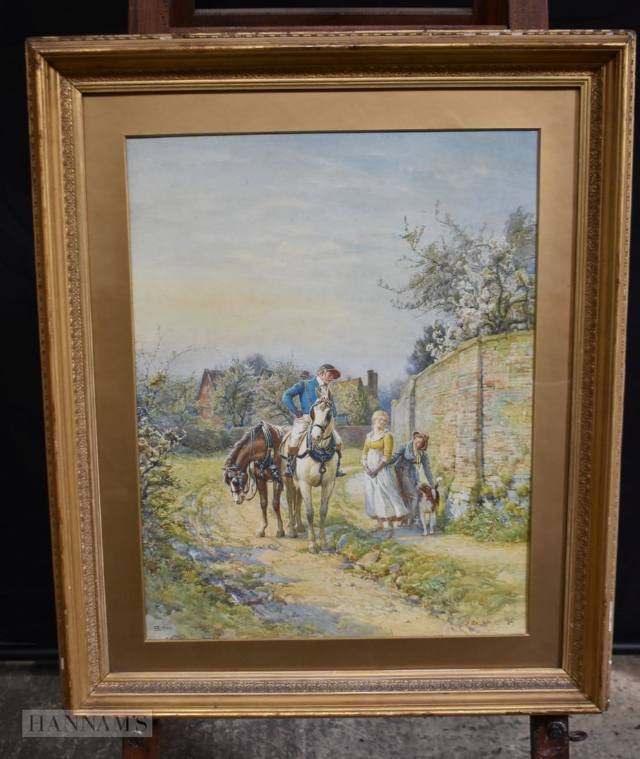 Henry R Steer 1858-1928 framed watercolour "Off Duty" 58 x 45cm (1 of 4)