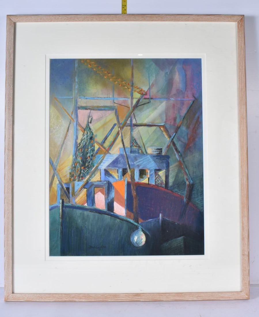 Don Saddington (20th century) Framed pastel of a trawler 45 x 35cm (1 of 4)