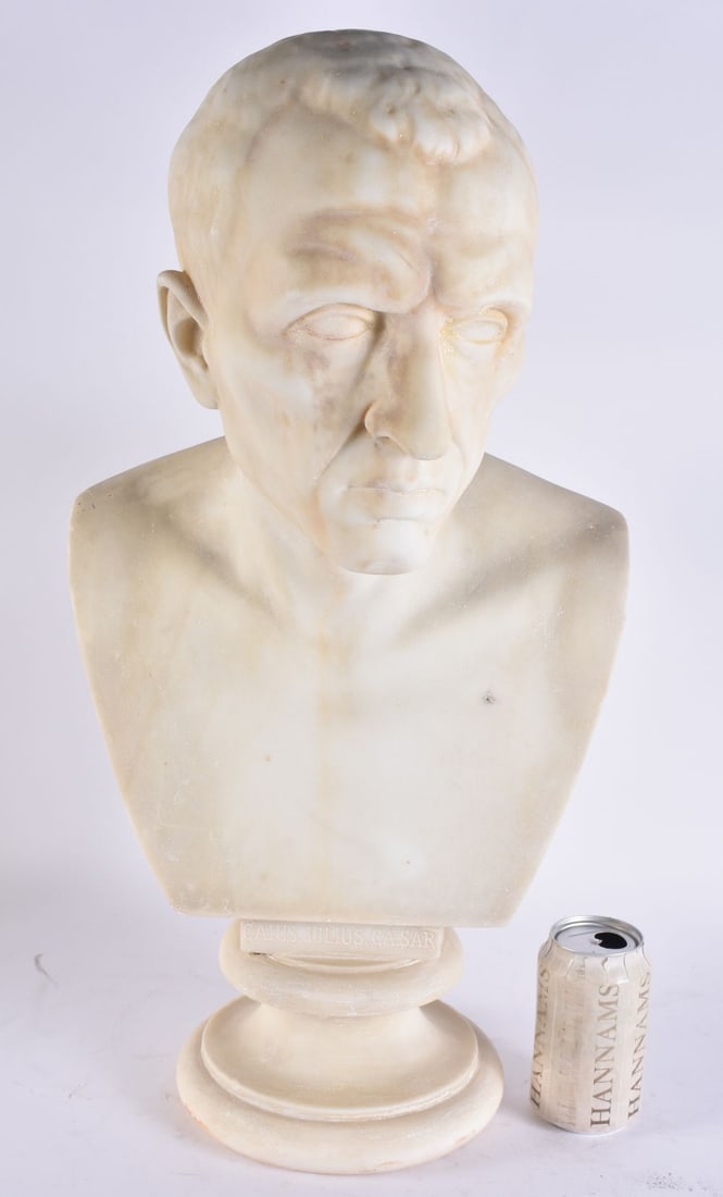 Orazio Andreoni (19th Century) Italian, Grand Tour, Country house marble bust, Julius Ceasar. 60 cm: Orazio Andreoni (19th Century) Italian, Grand Tour, Country house marble bust, Julius Ceasar. 60 cm high. Note: Orazio Andreoni was a prominent Italian sculptor based in Rome, active between 1880 and