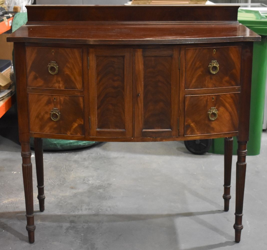 A VICTORIAN GILLOWS SIDEBOARD with two panel doors and four drawers. 108 cm x 108 cm x 54 cm. (1 of 9)