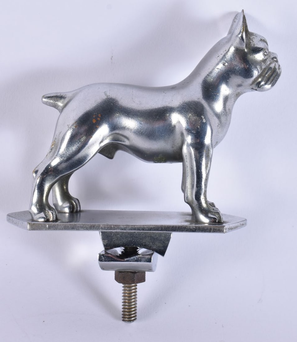 AN ART DECO A G WARD FRENCH BULLDOG CAR RADIATOR MASCOT. 11 cm wide.: AN ART DECO A G WARD FRENCH BULLDOG CAR RADIATOR MASCOT. 11 cm wide.