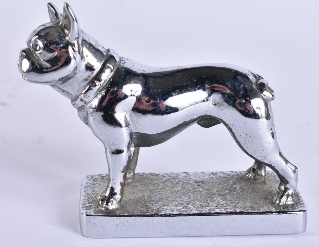 AN ART DECO LOUIS LEJEUNE FRENCH BULLDOG CAR RADIATOR MASCOT. 8.25 cm wide.: AN ART DECO LOUIS LEJEUNE FRENCH BULLDOG CAR RADIATOR MASCOT. 8.25 cm wide.