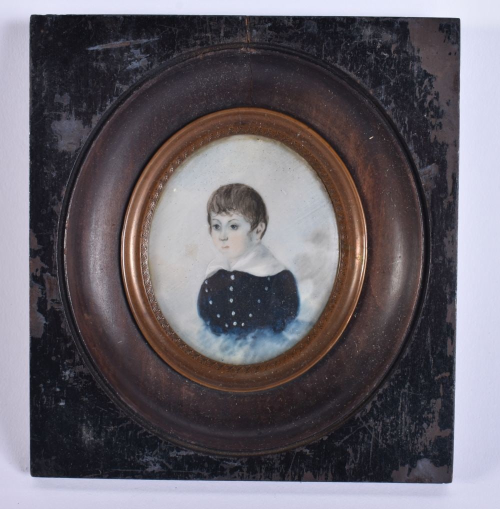 English School (19th Century) Watercolour, Young boy. 12.5 cm x 12.5 cm, image 7.5 cm x 6 m.: English School (19th Century) Watercolour, Young boy. 12.5 cm x 12.5 cm, image 7.5 cm x 6 m.