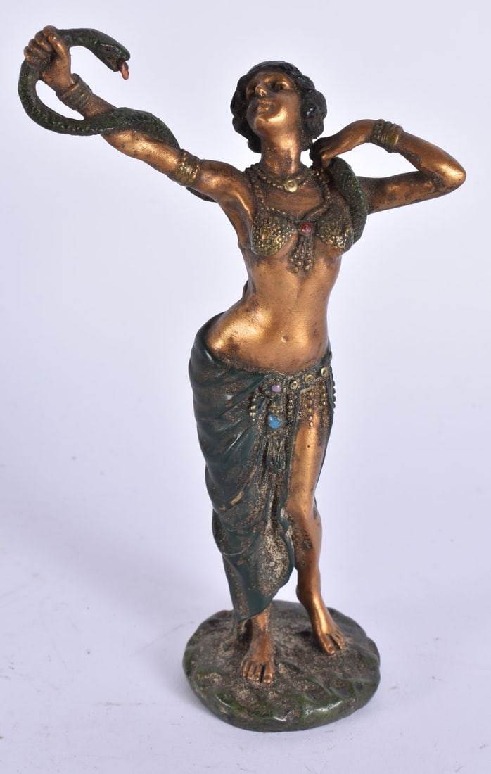 A COLD PAINTED BRONZE MIDDLE EASTERN FIGURE. 17.5 cm high.: A COLD PAINTED BRONZE MIDDLE EASTERN FIGURE. 17.5 cm high.