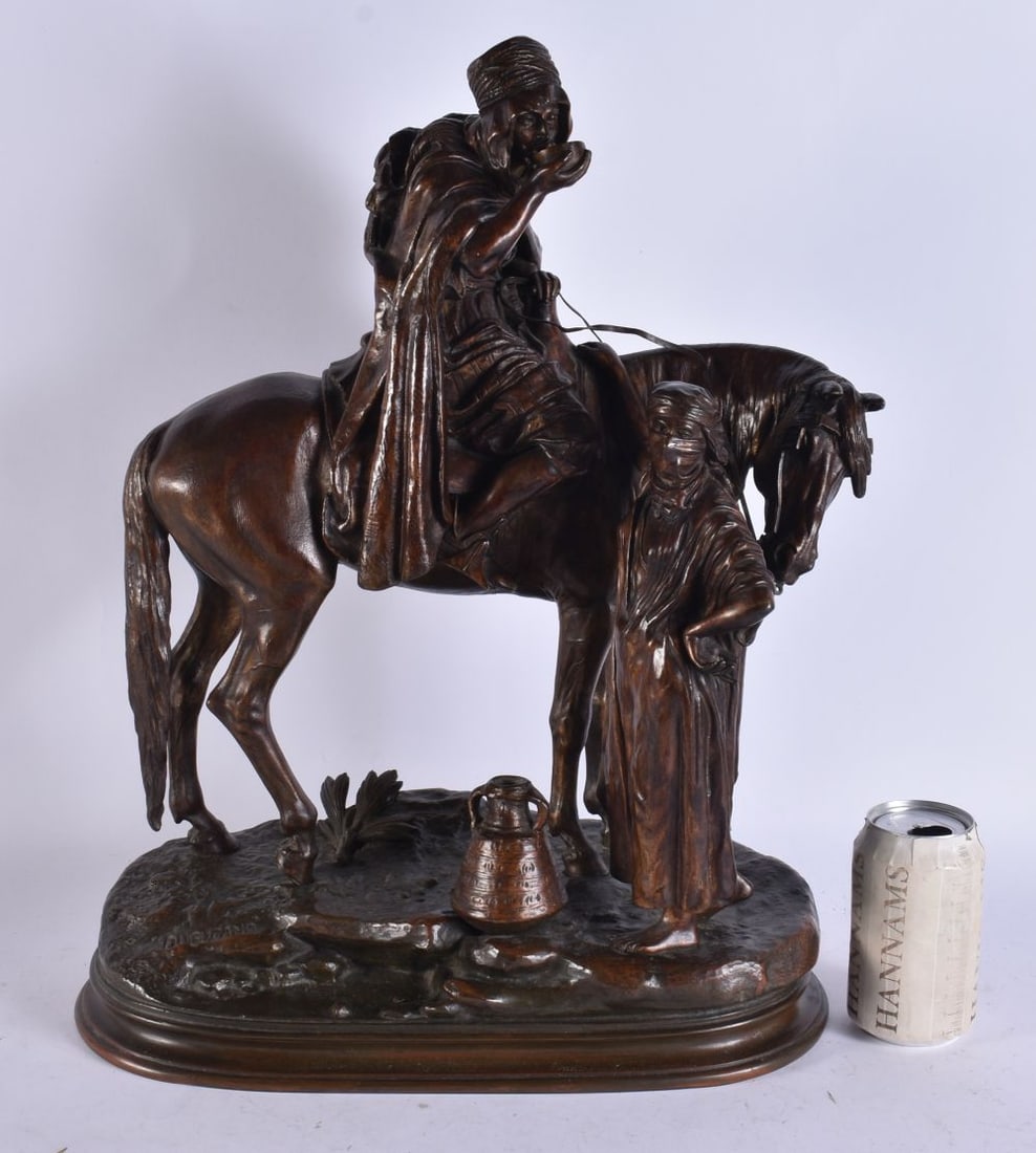 Alfred Dubucand (1828-1894) Bronze, Middle Eastern figural group. 48 cm x 32 cm.: Alfred Dubucand (1828-1894) Bronze, Middle Eastern figural group. 48 cm x 32 cm.