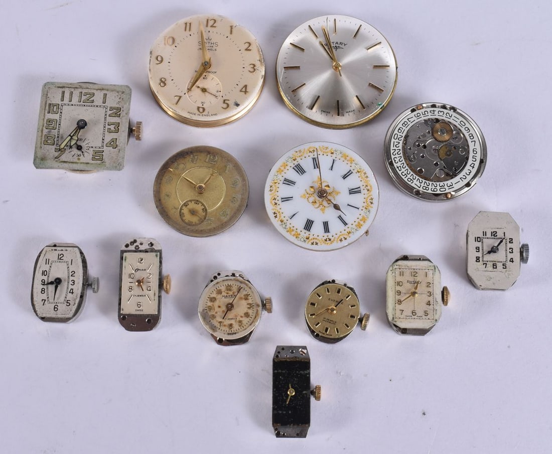ASSORTED WATCH DIALS AND MOVEMENTS. Largest 3 cm wide. (qty) (1 of 5)