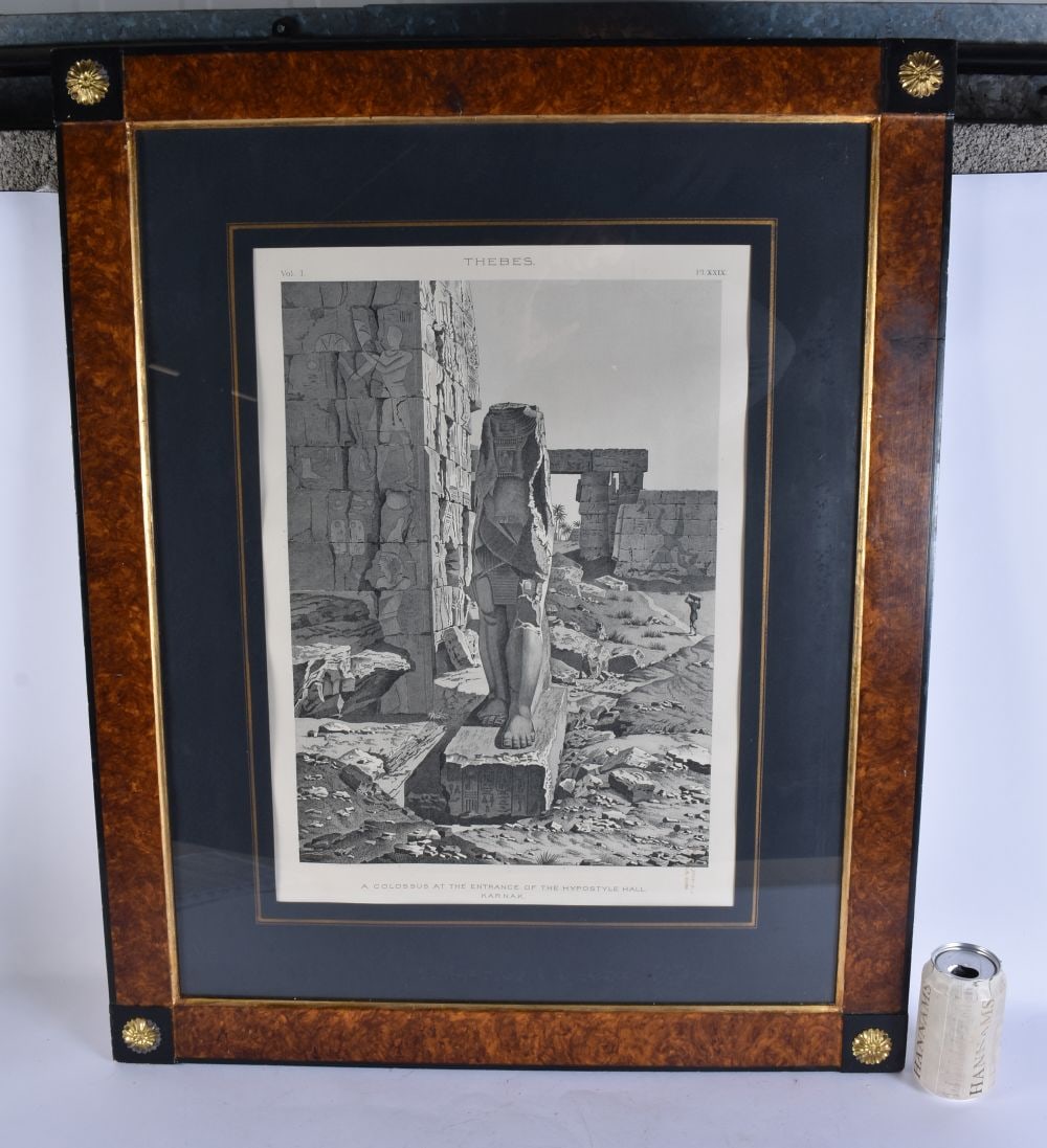A LATE 19TH CENTURY AMERICAN GRAND TOUR LITHOGRAPH depicting the Egyptian Ruins at Karnak, published: A LATE 19TH CENTURY AMERICAN GRAND TOUR LITHOGRAPH depicting the Egyptian Ruins at Karnak, published by Cossack & Co. 82 cm x 66 cm, image 52 cm x 38 cm.