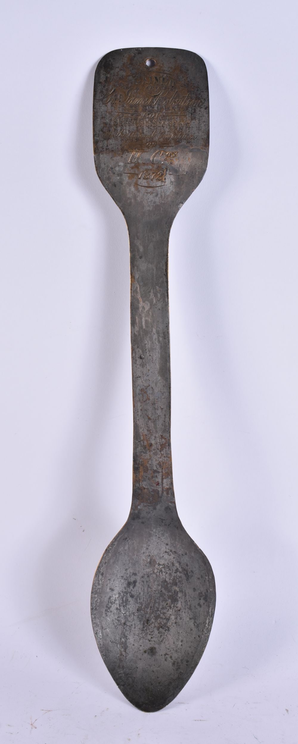 AN UNUSUAL MILITARY INTEREST VICTORIAN PRESENTATION SPOON for Colonel James Robertson for Shooting. (1 of 3)