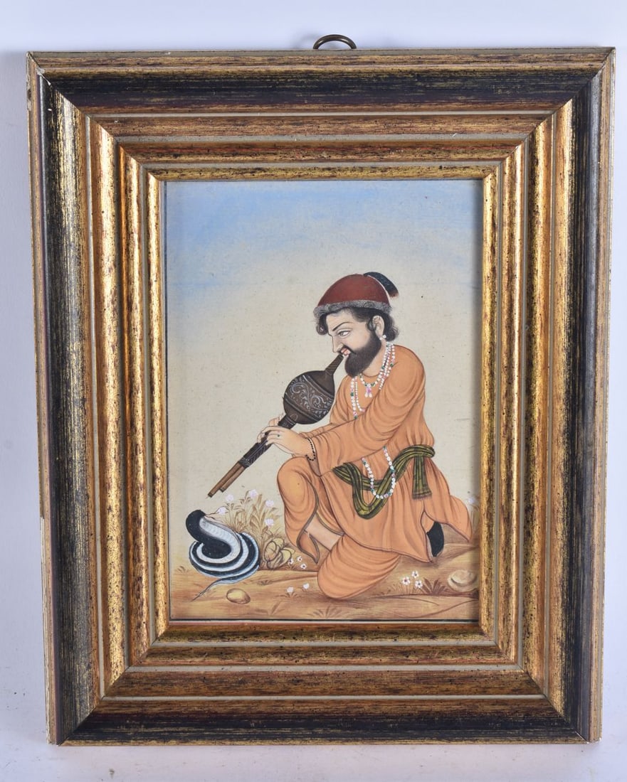 Indian School (Late 19th Century) Watercolour, Cobra and male. 25 cm x 18 cm, image 17.5 cm x 11 cm. (1 of 6)