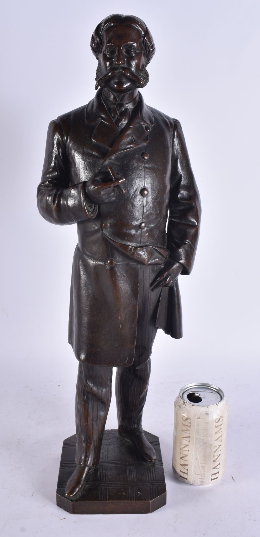 European School (19th Century) Bronze, Standing male with cigar. 50 cm high. (1 of 8)