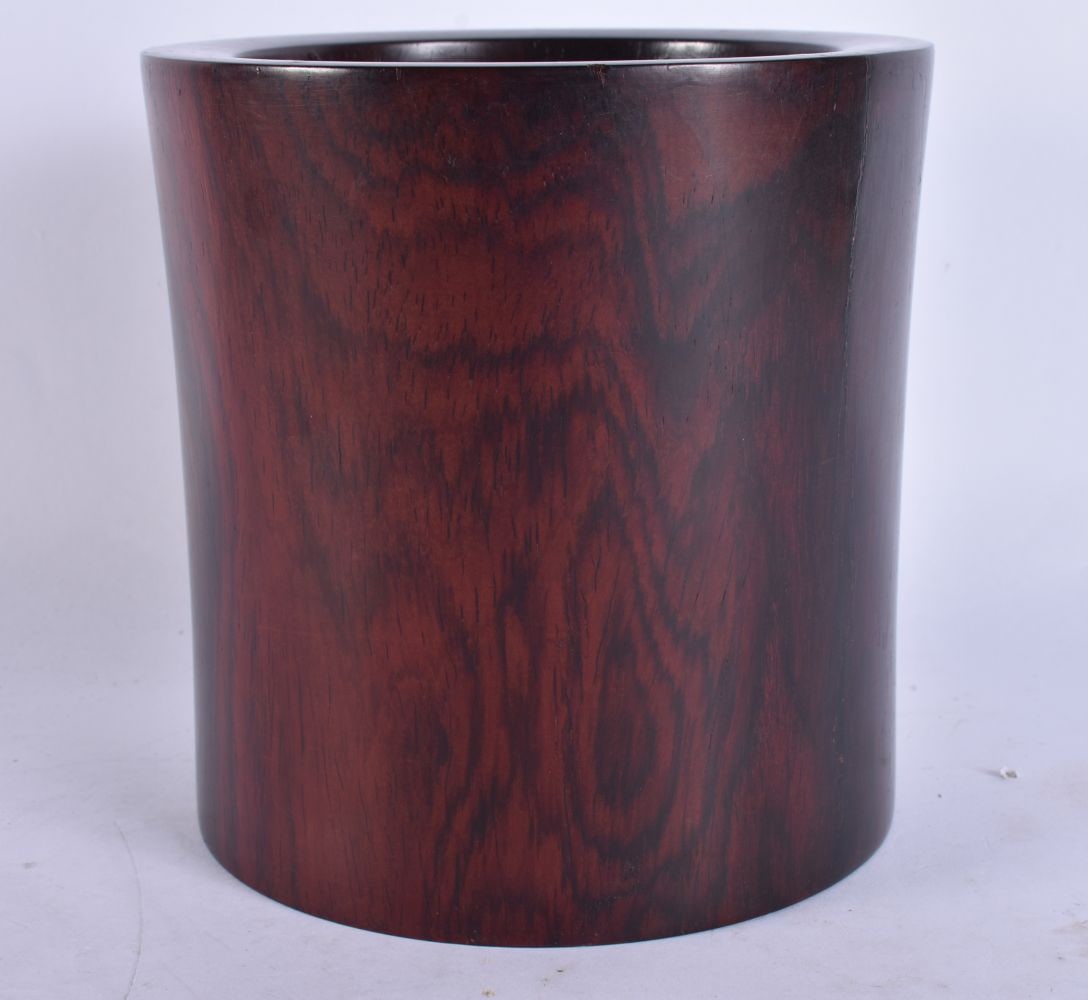 A FINE 18TH CENTURY CHINESE CARVED HUANGHUALI WOOD BRUSH POT Qianlong/Jiaqing. 15 cm x 14cm. (1 of 9)