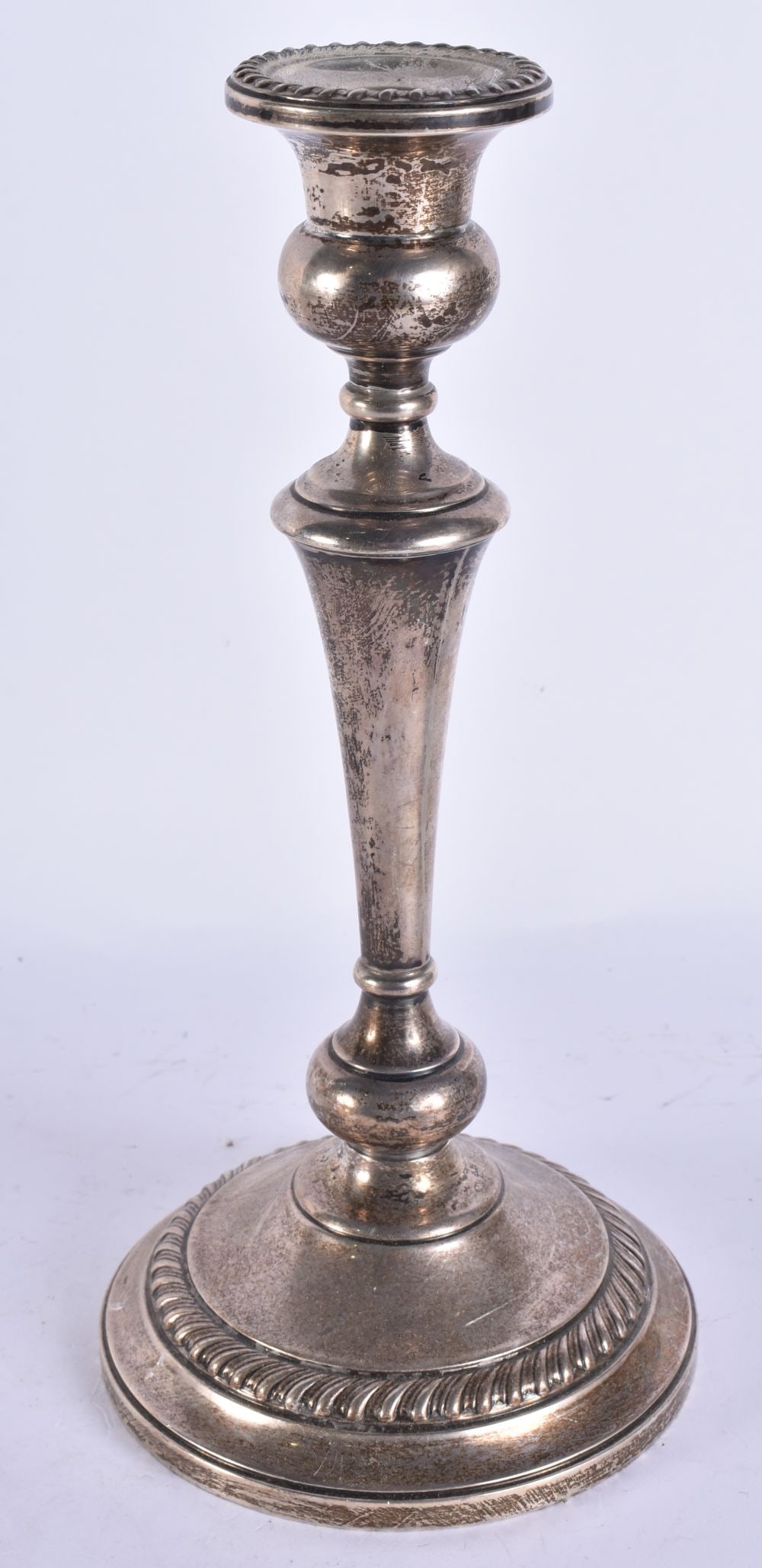 A SILVER CANDLESTICK. 1058 grams. 29 cm high. (1 of 4)