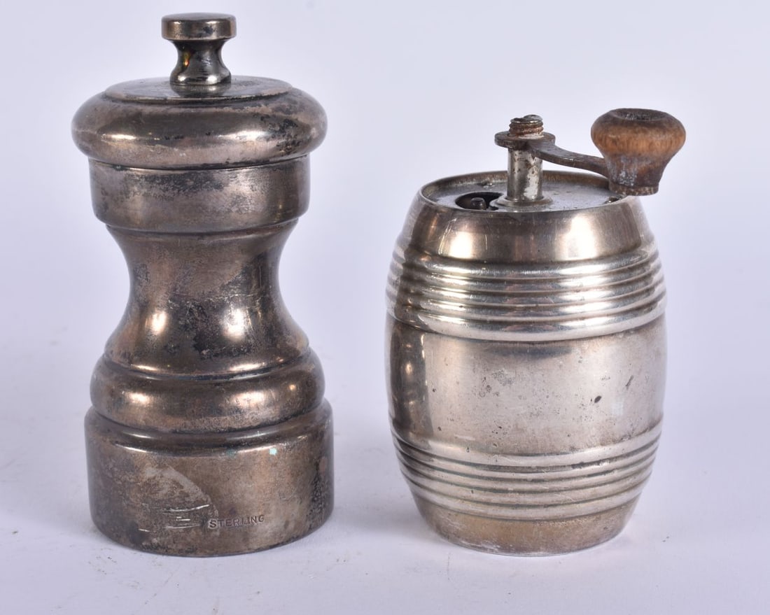 TWO SILVER CONDIMENTS. 300 grams overall. Largest 10 cm high. (2): TWO SILVER CONDIMENTS. 300 grams overall. Largest 10 cm high. (2)