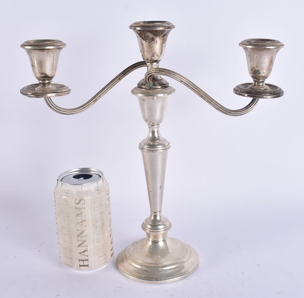 A SILVER CANDLESTICK. 932 grams. 33 cm x 25 cm. (1 of 5)