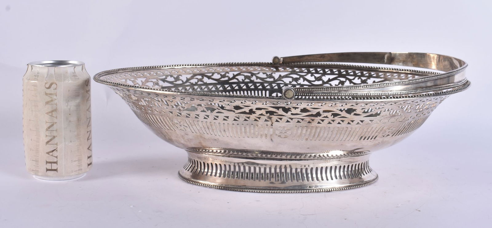 A LOVELY GEORG III IRISH SILVER BASKET. 832 grams. 36 cm wide. (1 of 7)