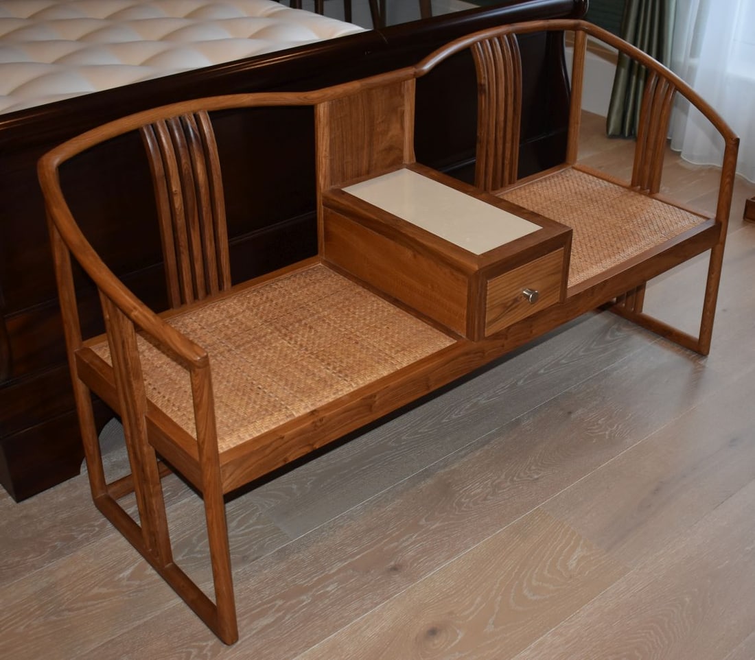 A CHINESE CARVED HARDWOOD BENCH. 148 cm x 48 cm x 74 cm. (1 of 6)