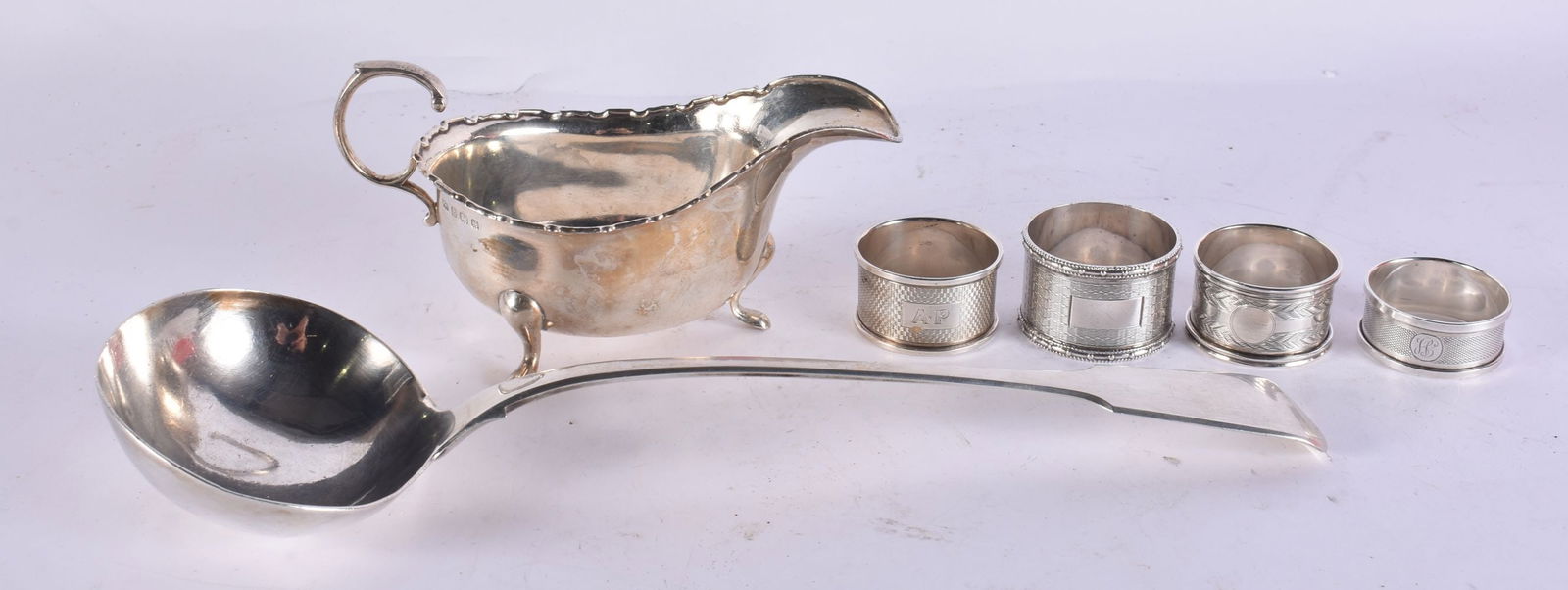 ASSORTED SILVERWARE including a ladle. 442 grams. (qty) (1 of 5)