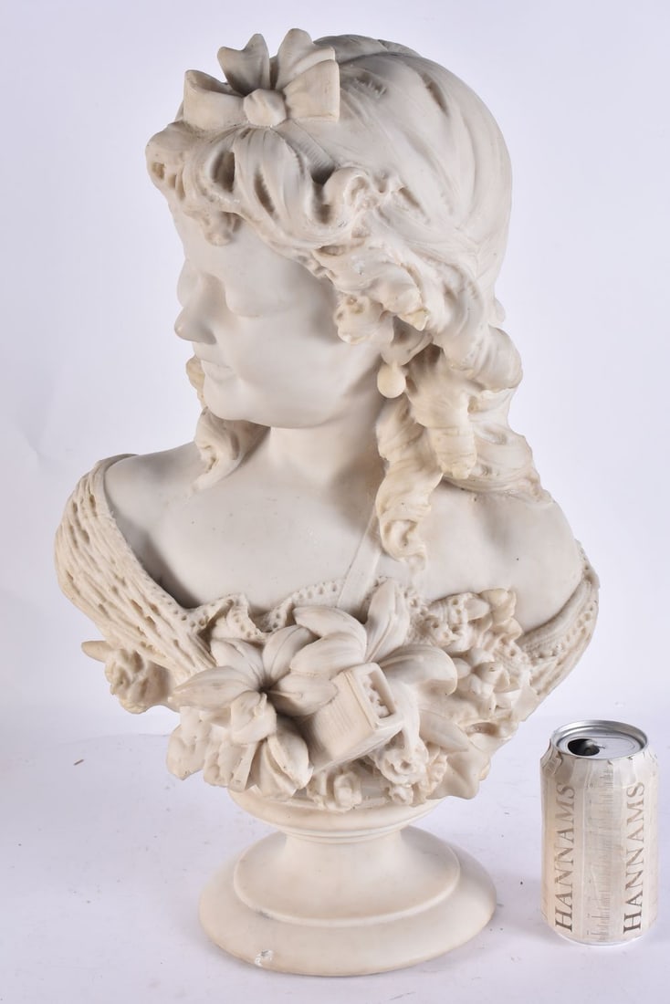 Italian School (C1900) Marble, Florence, Female bust. 48 cm x 26 cm. (1 of 6)
