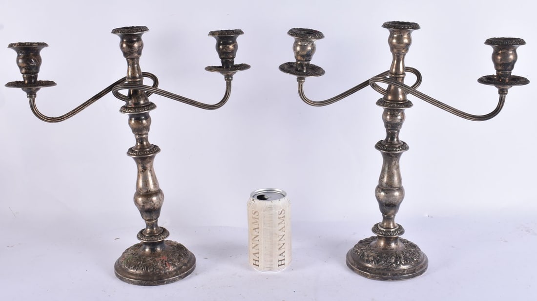 A LARGE PAIR OF SILVER KIRK CANDLESTICKS. 3350 grams overall. 37 cm x 26 cm. (1 of 7)
