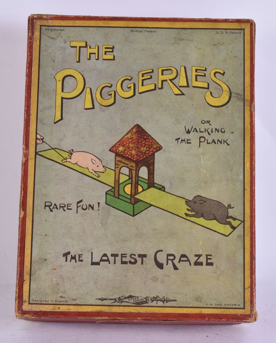 A VINTAGE BOXED PIGGERIES GAME. 24 cm x 18 cm.: A VINTAGE BOXED PIGGERIES GAME. 24 cm x 18 cm.