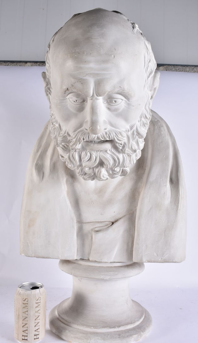 A LARGE ANTIQUE COUNTRY HOUSE BUST OF A PHILOSOPHER. 67 cm x 38 cm.: A LARGE ANTIQUE COUNTRY HOUSE BUST OF A PHILOSOPHER. 67 cm x 38 cm.
