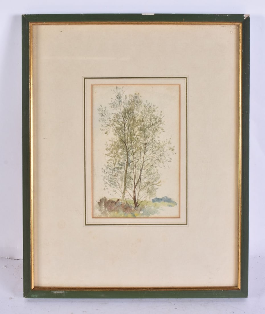 Helen Allingham R W S (1848-1926) Pencil Sketch, Trees. 35 cm x 25 cm, image 16.5 cm x 10.5 cm.: Helen Allingham R W S (1848-1926) Pencil Sketch, Trees. 35 cm x 25 cm, image 16.5 cm x 10.5 cm.