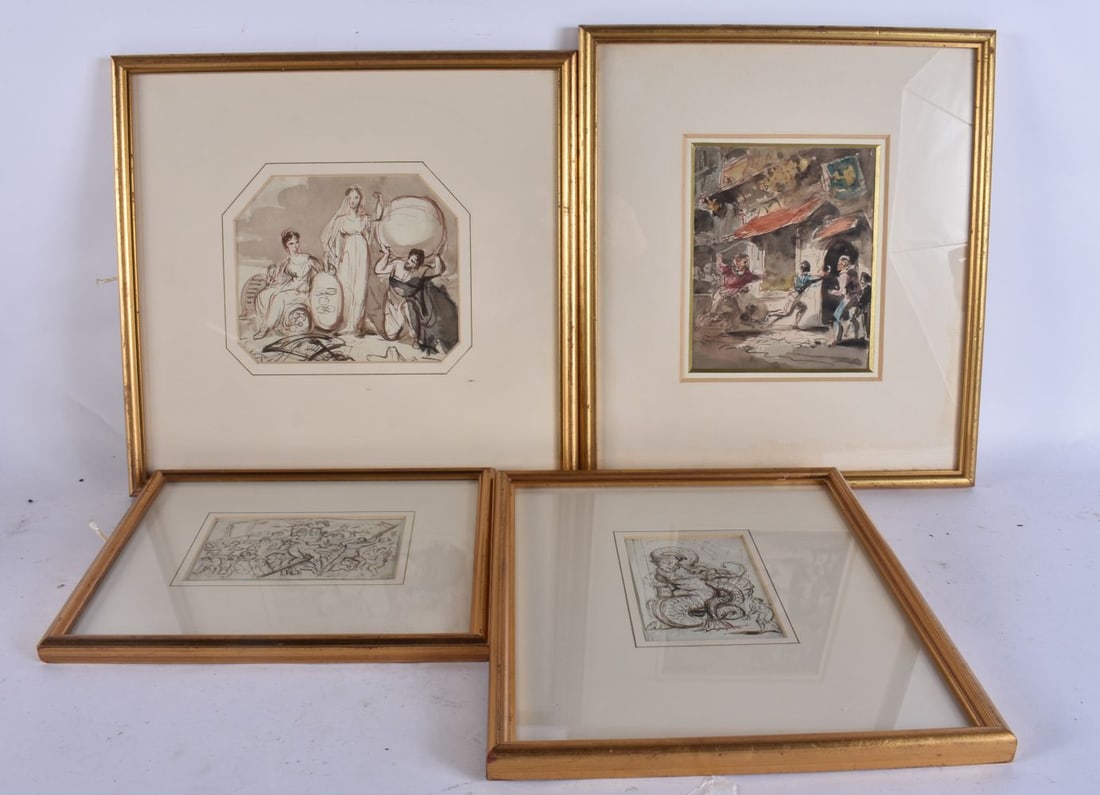 William Henry Brooke (1772-1860) Irish, 4 x Ink Wash figural studies. Largest 34 cm square. (4) (1 of 5)