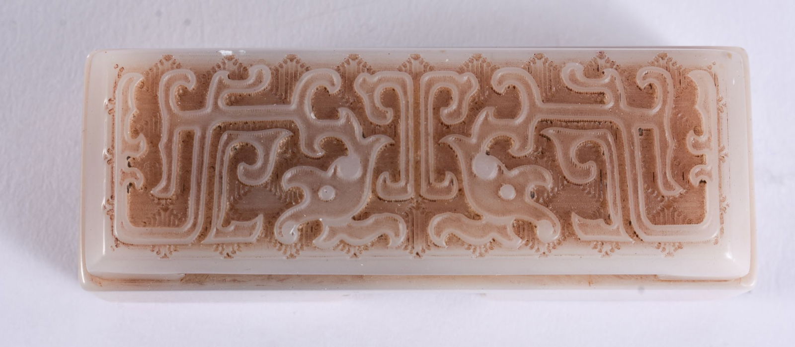 A CHINESE QING DYNASTY CARVED SOAPSTONE DOUBLE CALLIGRAPHY SEAL. 7 cm x 3 cm.: A CHINESE QING DYNASTY CARVED SOAPSTONE DOUBLE CALLIGRAPHY SEAL. 7 cm x 3 cm.