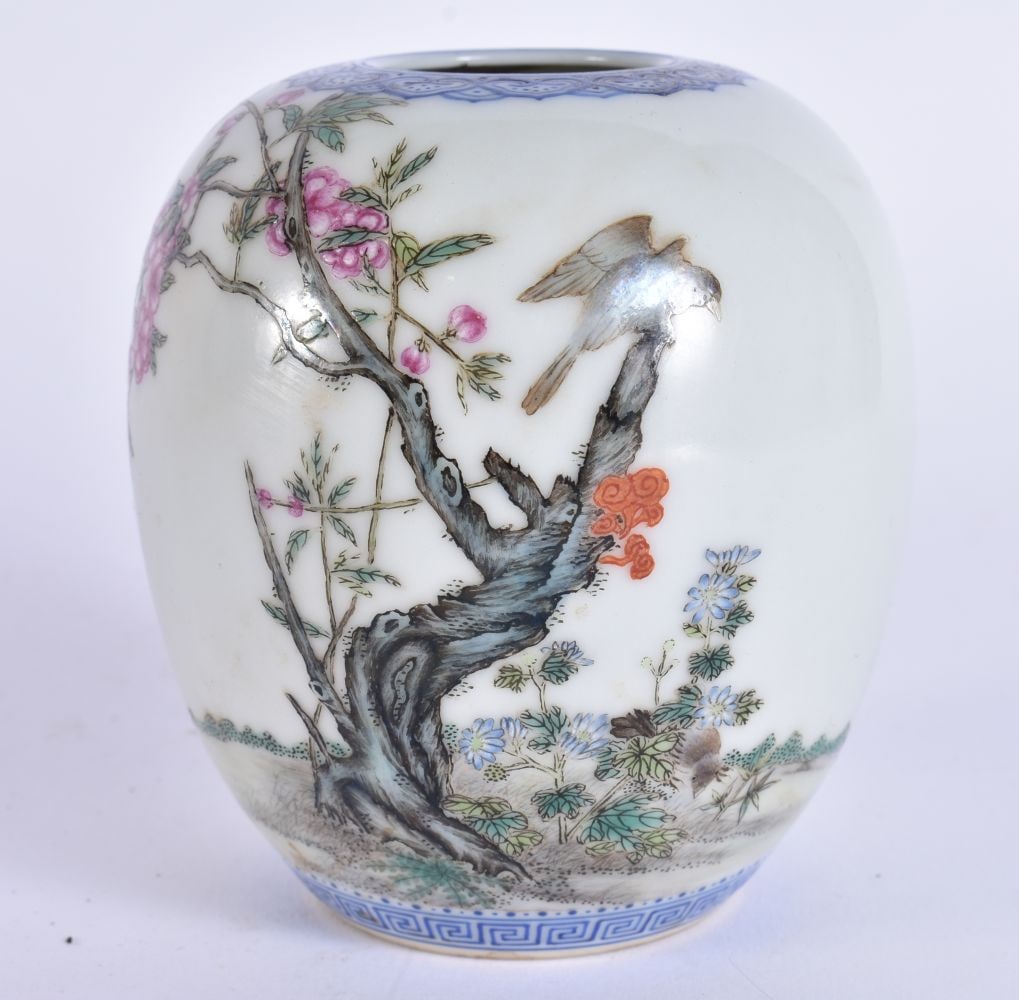 A CHINESE REPUBLICAN PERIOD FAMILLE ROSE EGGSHELL PORCELAIN VASE painted with birds and foliage. 10 (1 of 5)