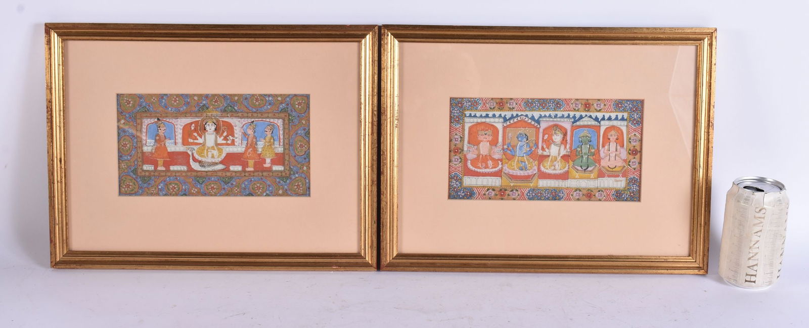 Indian School (19th Century) Pair, Painted Hindu panels, Oil & Watercolour on paper. 37 cm x 27cm, i (1 of 9)