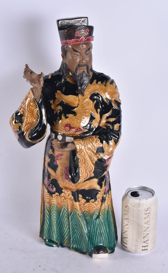 A LARGE CHINESE REPUBLICAN PERIOD POTTERY FIGURE OF A MALE. 41 cm high. (1 of 10)