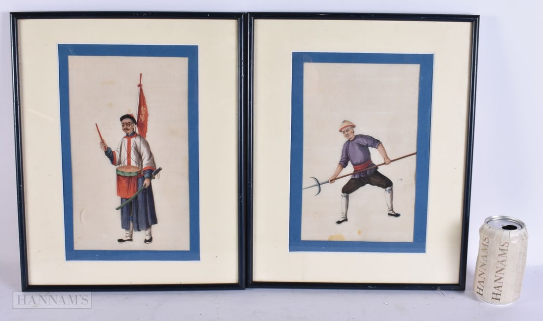 Chinese School (19th Century) Pair, Pith paper watercolours. (1 of 10)
