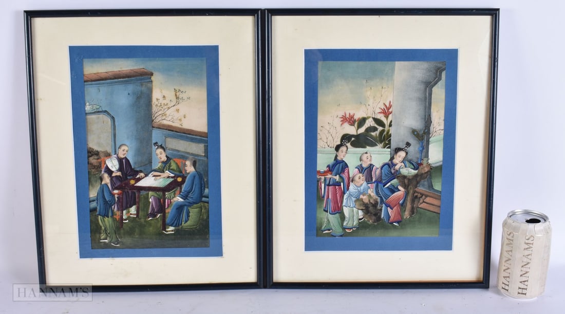 Chinese School (19th Century) Pair, Pith paper watercolours. (1 of 10)