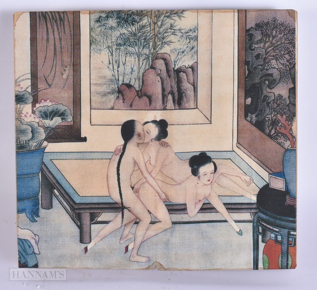A CHINESE EROTIC 'BENTOS PUNISHMENT' BOOKLET modelled as local scholar Ling Feng Chen Tong 'Little J: A CHINESE EROTIC 'BENTOS PUNISHMENT' BOOKLET modelled as local scholar Ling Feng Chen Tong 'Little John' Wang Wong, performing lewd acts amongst hollow rock. Each page 24cm x 18cm open.