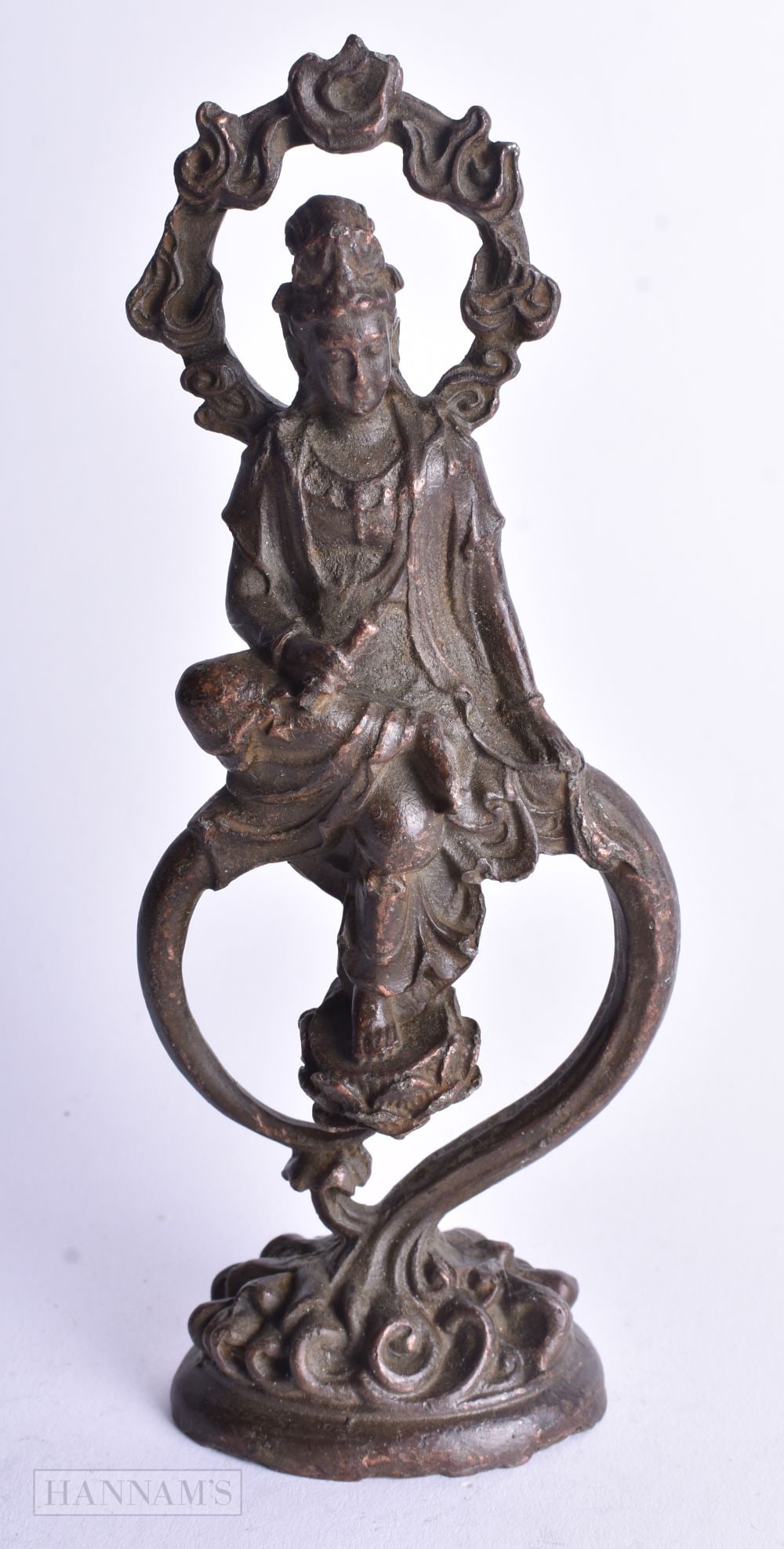 A CHINESE BRONZE BUDDHA. 534 grams. 17 cm high. (1 of 4)