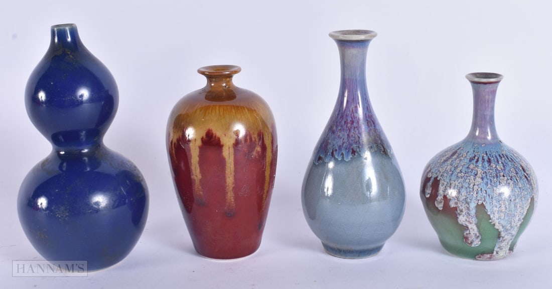 FOUR MINIATURE CHINESE VASES. Largest 8 cm high. (4) (1 of 4)