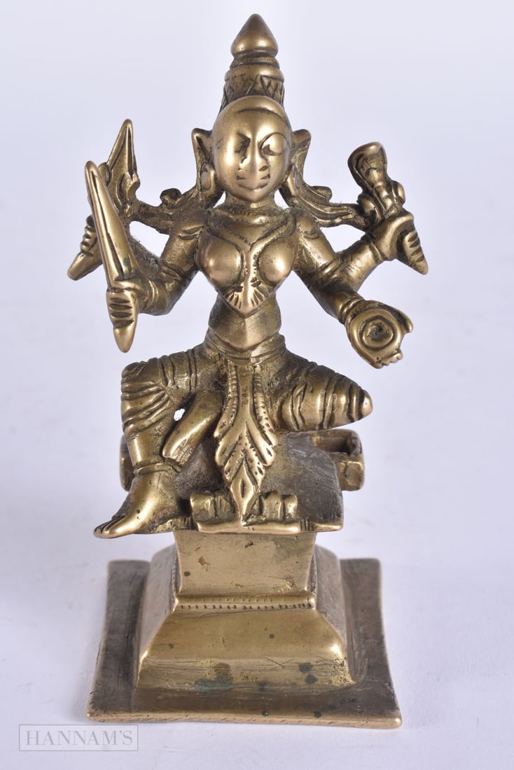 AN 18TH/19TH CENTURY INDIAN BRONZE HINDU DEITY. 11 cm x 5 cm. (1 of 10)