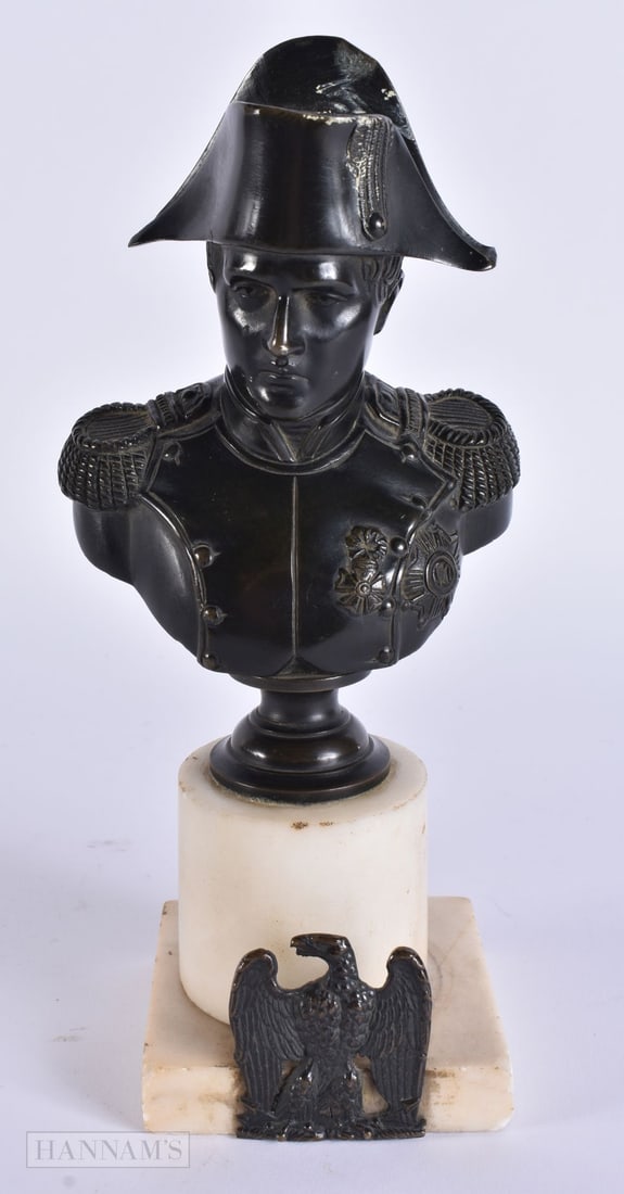 French School (19th Century) Bronze and marble bust, Napoleon, Signed Leroux. 23 cm high. (1 of 8)