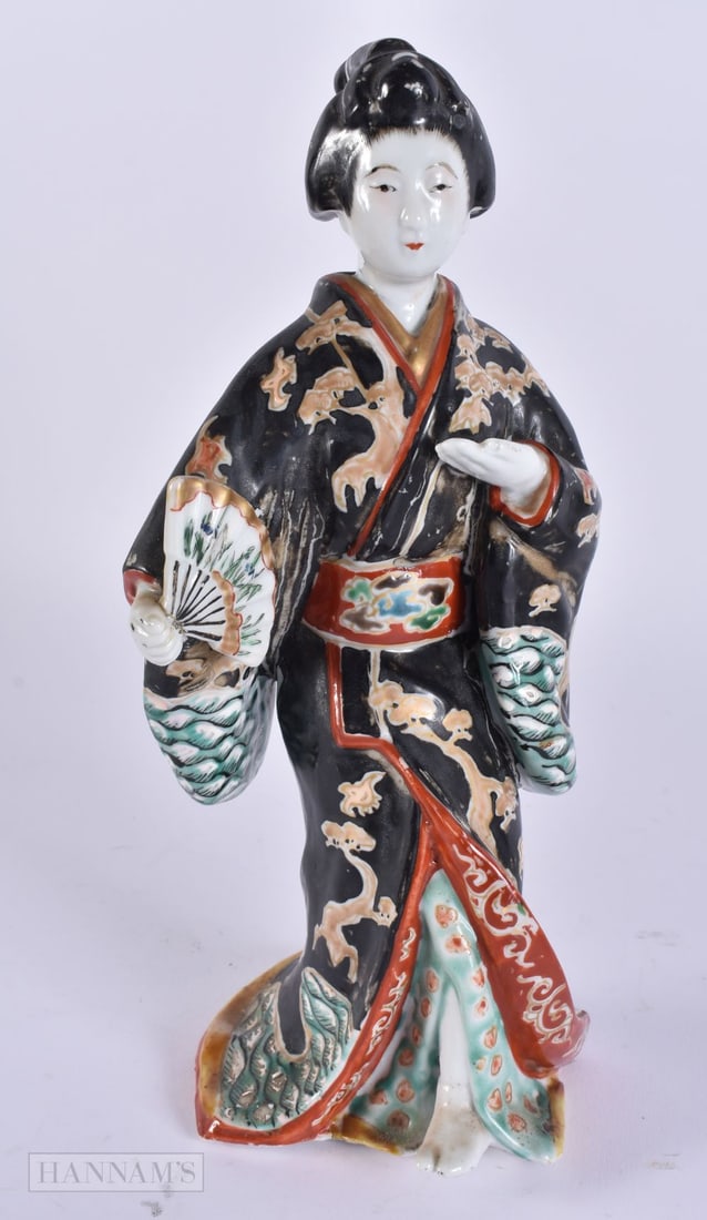 A 19TH CENTURY JAPANESE MEIJI PERIOD AO KUTANI PORCELAIN FIGURE. 25 cm high. (1 of 8)