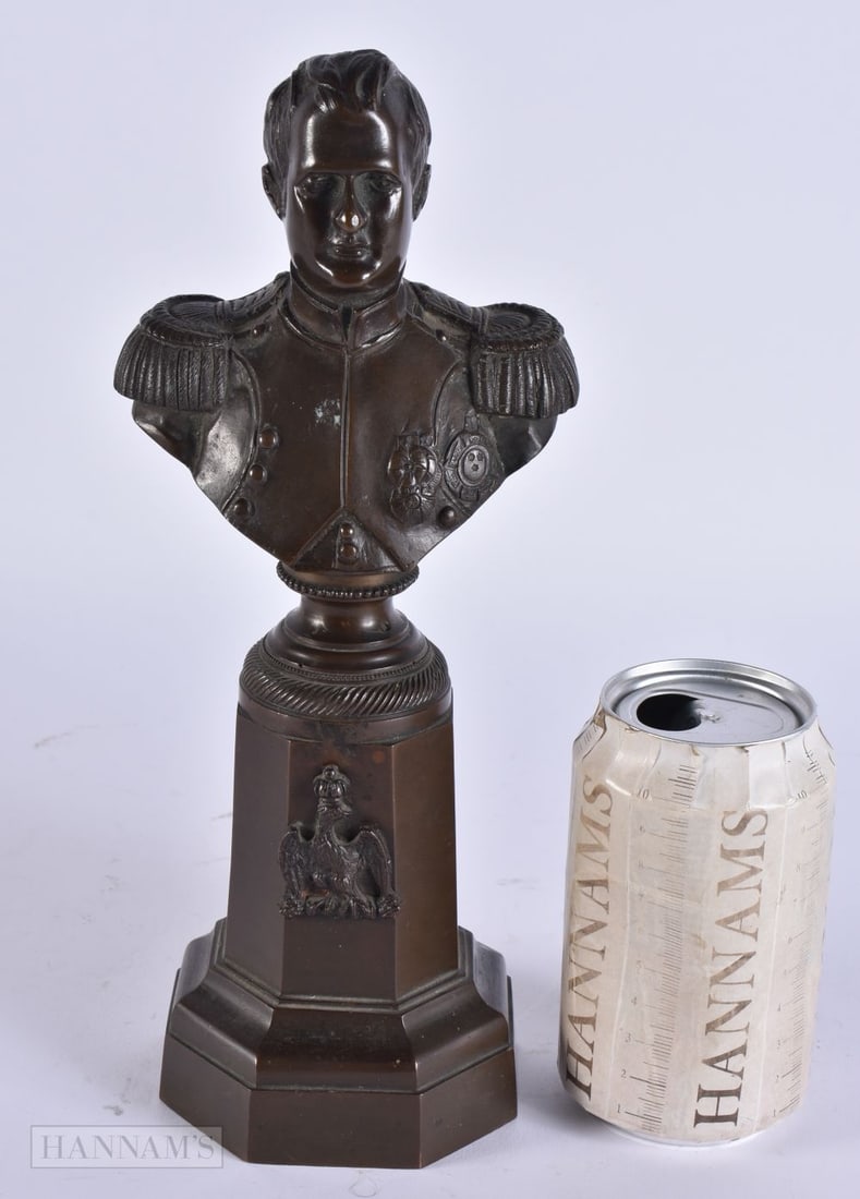 French School (Late 19th Century) Bronze bust, Napoleon. 28.5 cm high.: French School (Late 19th Century) Bronze bust, Napoleon. 28.5 cm high.