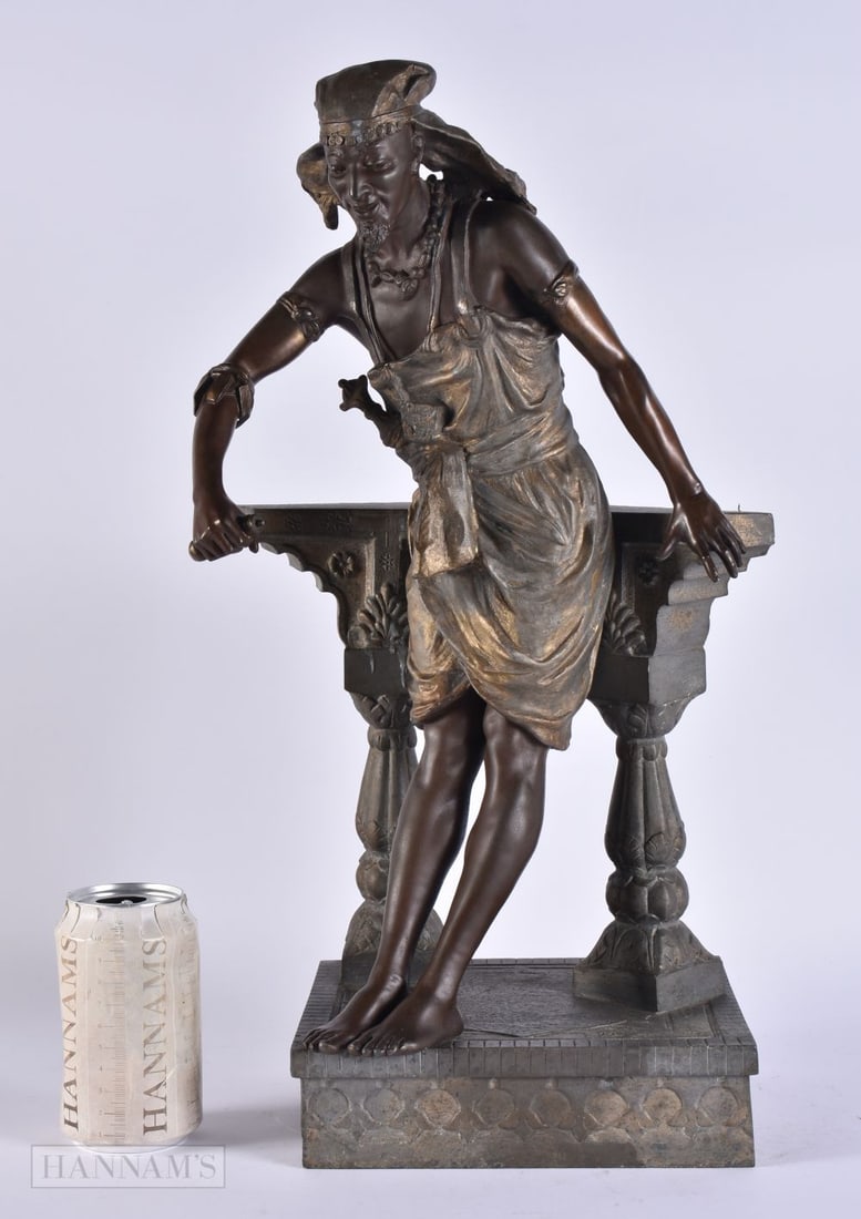 A LARGE 19TH CENTURY AUSTRIAN COLD PAINTED BRONZE FIGURE OF A MALE. 48 cm x 22 cm.: A LARGE 19TH CENTURY AUSTRIAN COLD PAINTED BRONZE FIGURE OF A MALE. 48 cm x 22 cm.